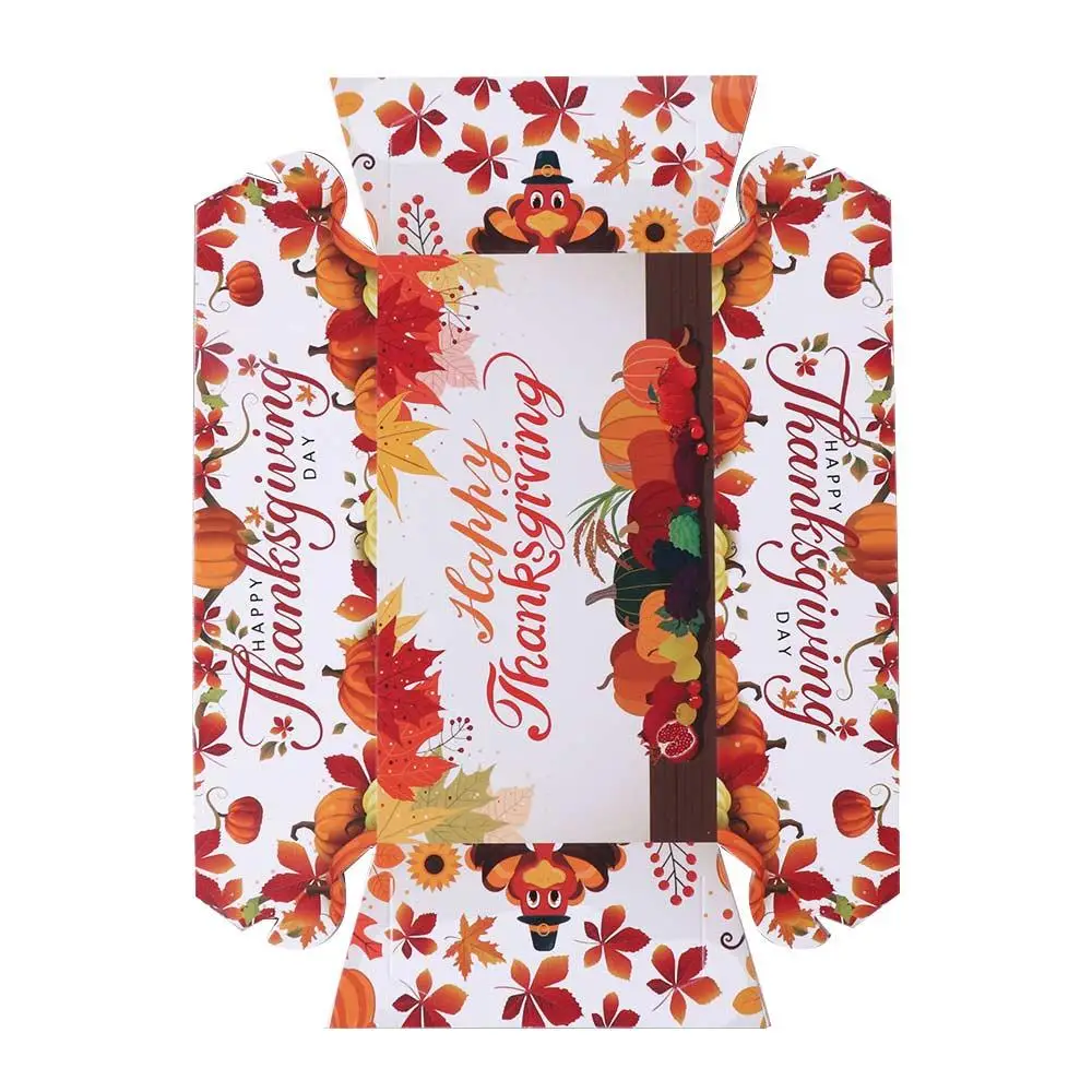 

12pcs Mini Snack Paper Boxes Pumpkin Maple Leaf Print Rectangular Disposable Baking Pans Thickened Festival Food Trays