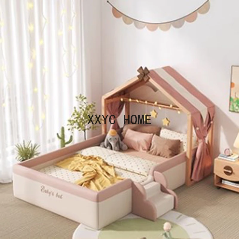 Princess Girl Floor Bed European Solid Wood Modern Luxury Bed Children Wooden Camas Moderrnas Inteligentes Bedroom Furniture