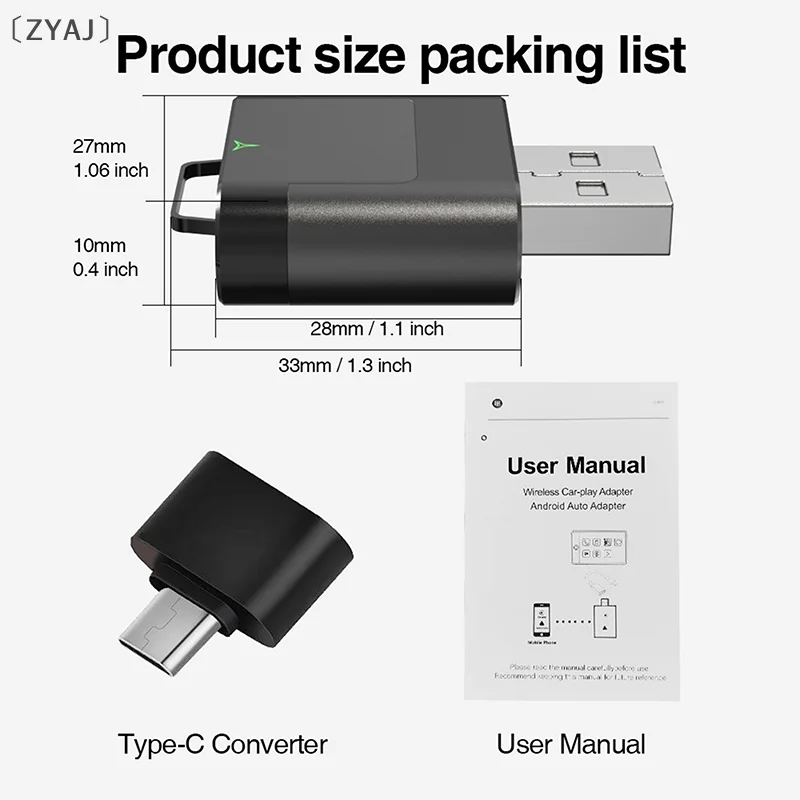 tipoZYAJ Selbst Smart AI Box для автомобиля 2 в 1, беспроводной Carplay Android, автоадаптер Plug Play, обновление автомобиля, мультимедиа