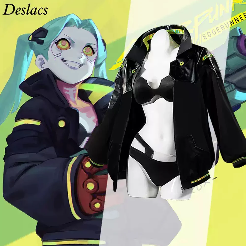 Rebecca Cosplay Costume Cyberpunk Edgerunners Cosplay Full Set Women 2077 Jacket Bra Party Dress