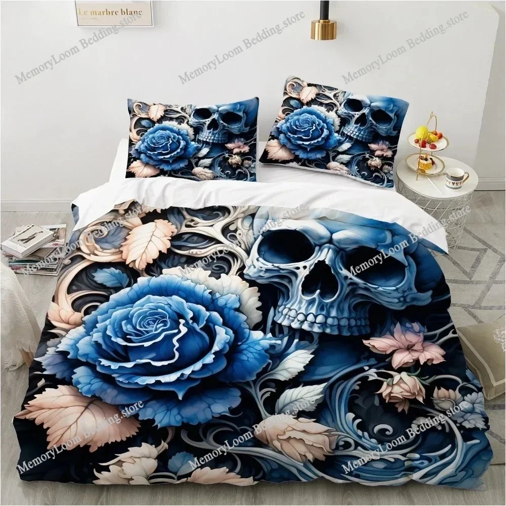 

Cartoon Skull Rose Bedding Set Comforter Sets Double Queen King Twin Full Size Polyester Duvet Cover Set for Kids Girls