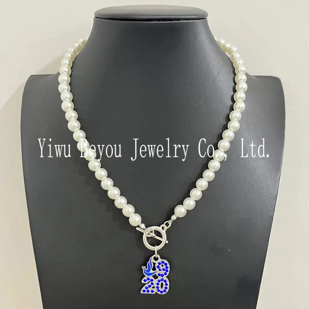 Zeta Phi Beta pearl necklace with 1920 dove pendant