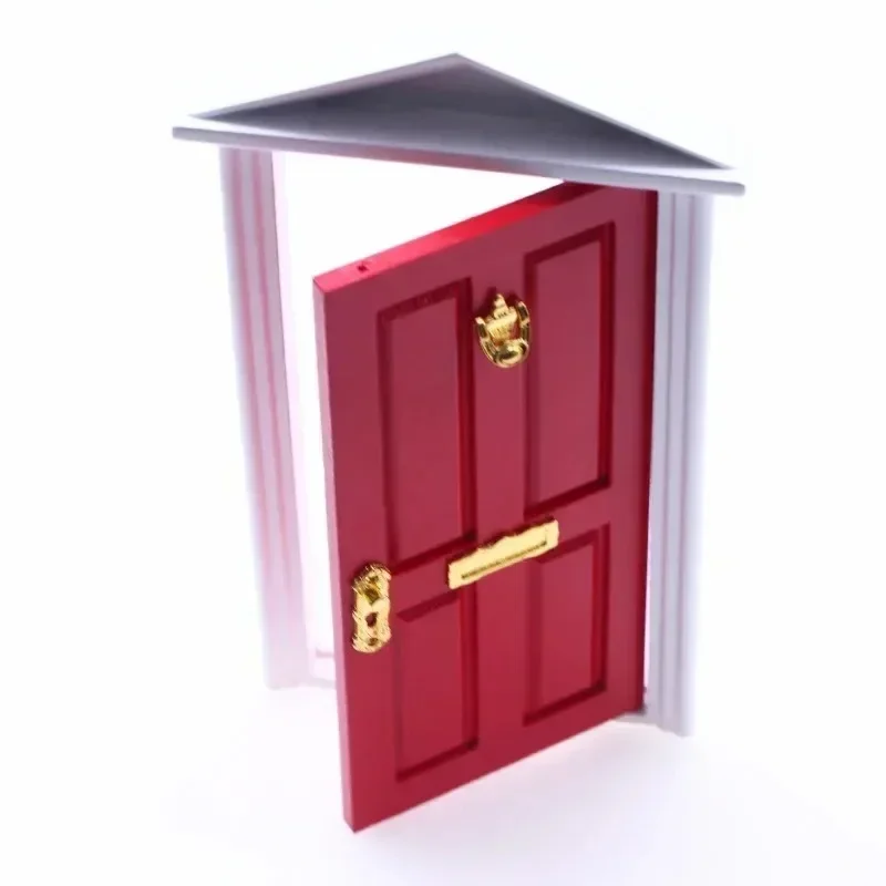 Mini Wooden Elf Door Miniature Simulation Furniture Model Fairy Door Can Opening With Accessories Kids Garden Scenes Decoration