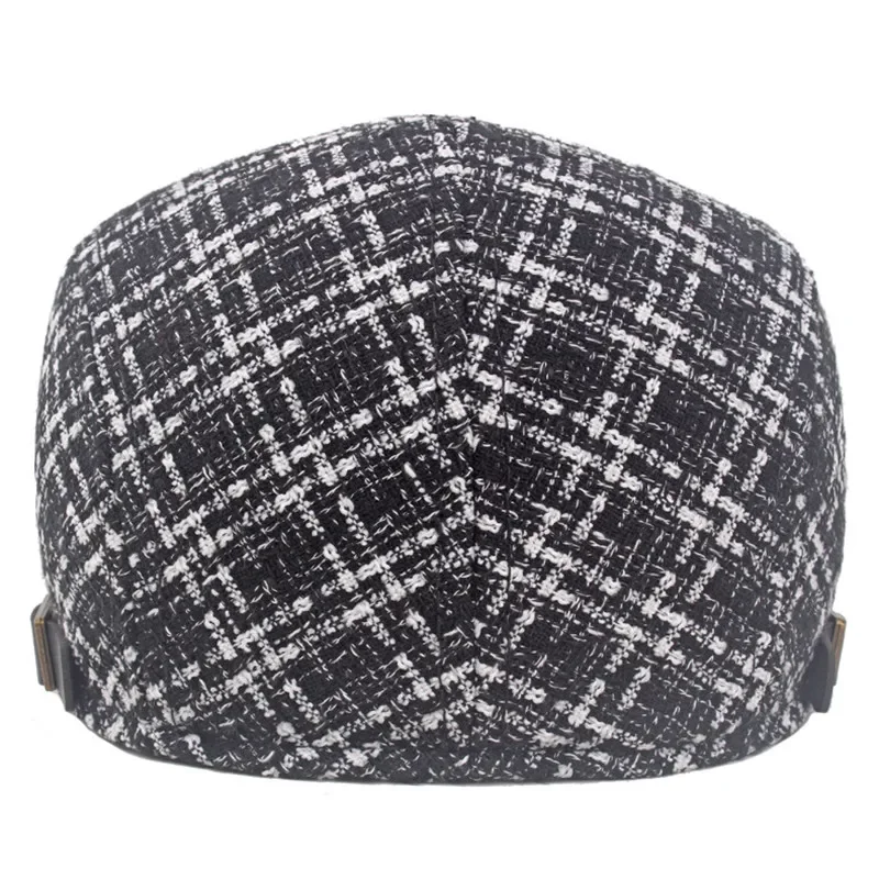 LDSLYJR Autumn and Winter Cotton Plaid Print Newsboy Caps Flat Peaked Cap Men and Women Painter Beret Hats 153