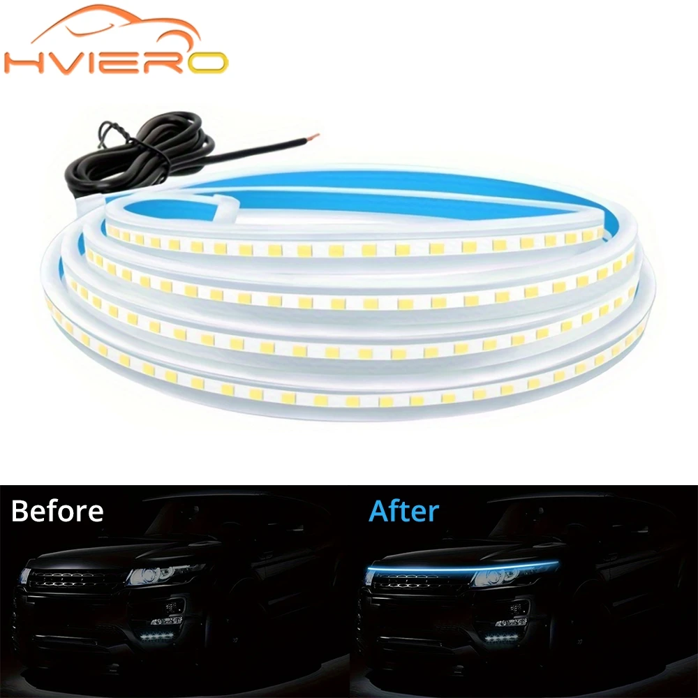 

150cm LED Car Hood Decorative Lights Daytime Running Light Steady on Starting DRL Auto Engine Guide Decoratives Ambient Lamp 12V