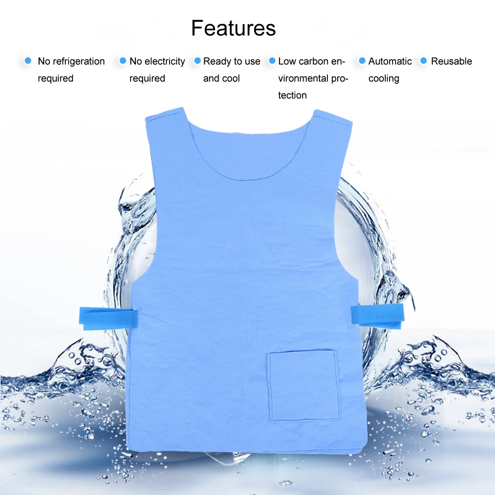 

Summer Cool Vest, PVA Summer Outdoor Cooling Vest Adjustable Reusable Cycling Running Cool Waistcoat (Blue)