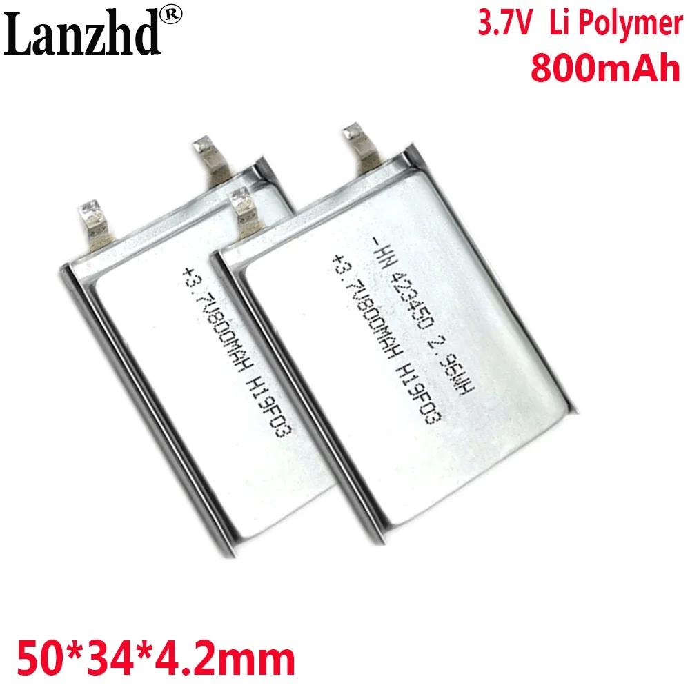 3.7V Li polymer lithium battery 3.7V 800mAh For Navigator driving recorder Bluetooth speaker Tire pressure monitoring 423450