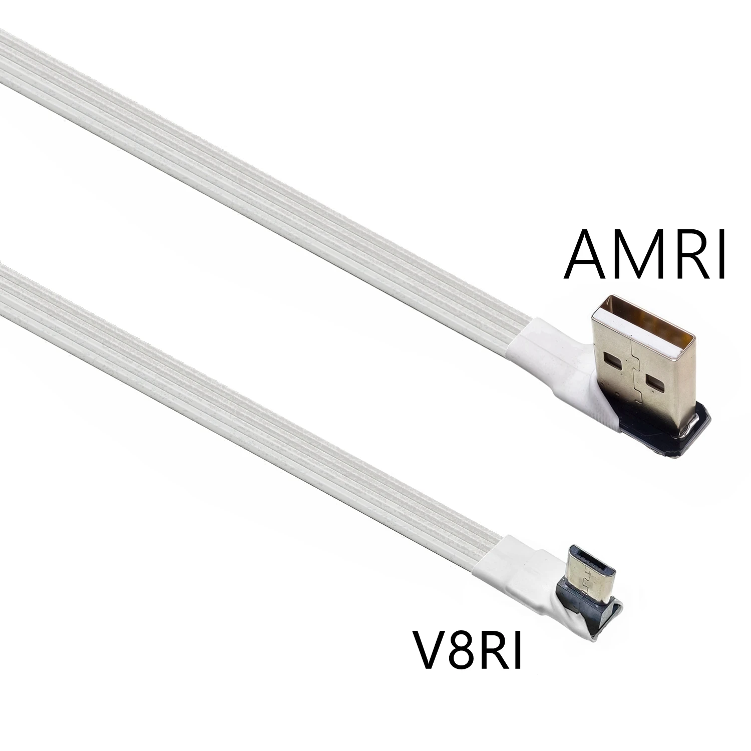 white Flat elbow Micro USB data charging line, straight UP Down left and right USB universal data cable for Android phones 50CM