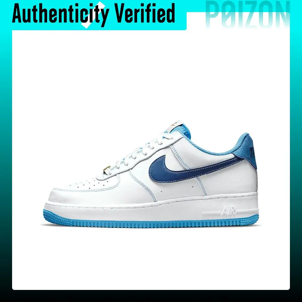 Nike Air Force 1 'First Use' Leather Comfortable Low top Skateboard Shoes Men's White Blue DA8478-100