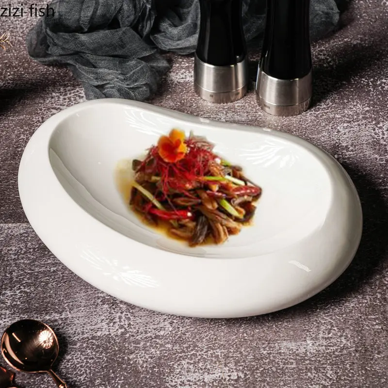 

Irregular Ceramic Dinner Platerestaurant Tableware Serving Plates Sashimi Plates Dim Sum Plate Dessert Bowl Fruit Salad Bowl