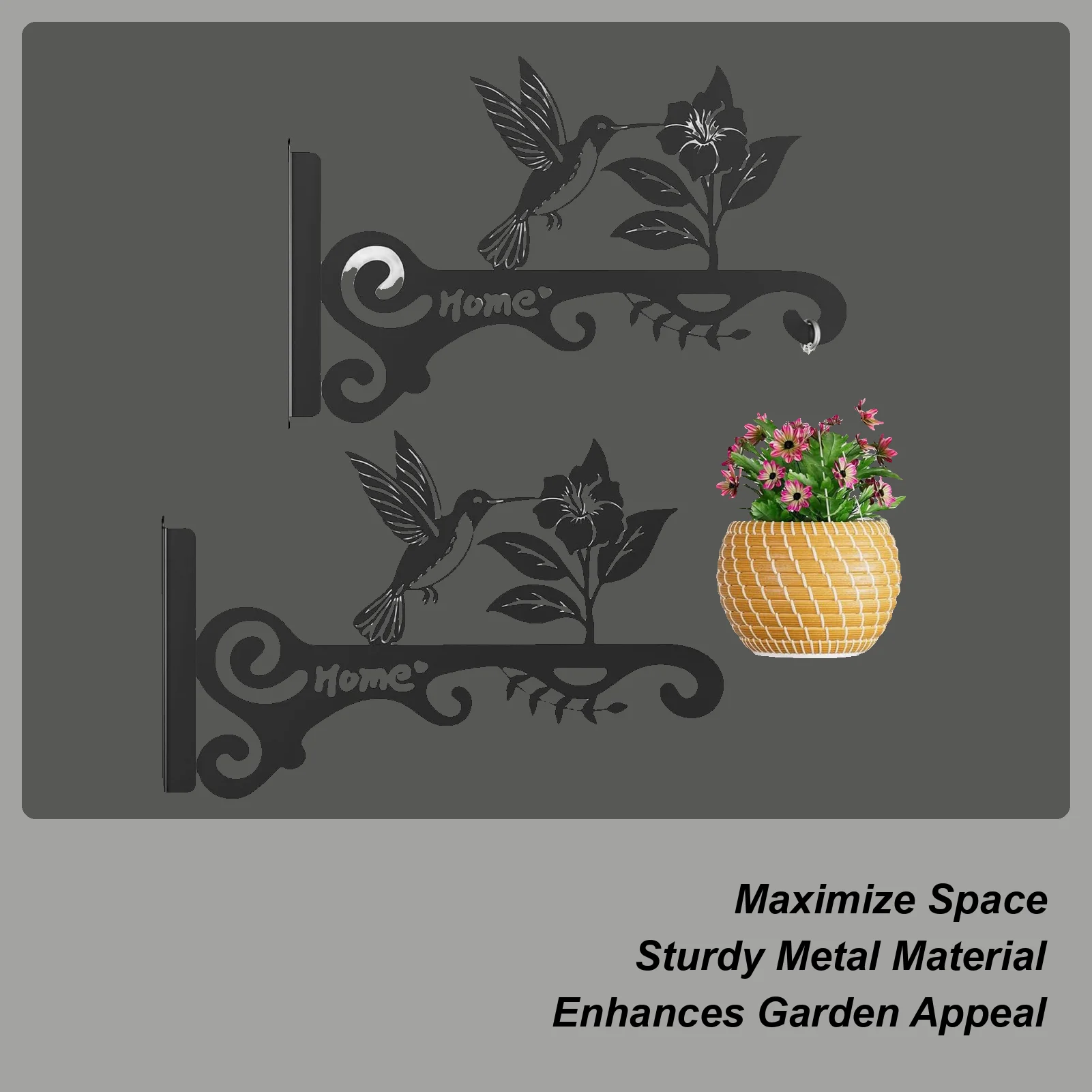 

Plant Hangers Outdoor 2 Pieces Planter Hooks 10 Inch Metal Rack Wall Mounted With Bird Flower Design For Patio Lantern Wind