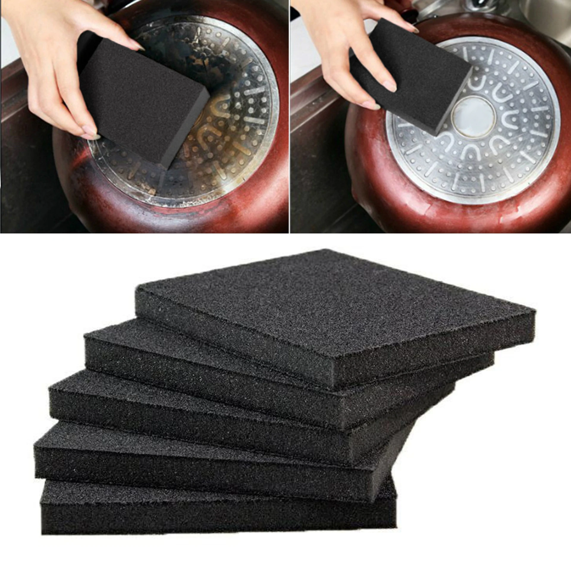 Black Magical Sponge Pot Cleaning Brush Descaler Emery Rust Remover Dish Brush Wipe Scrub Pot Cleaner Kitchen Accessories