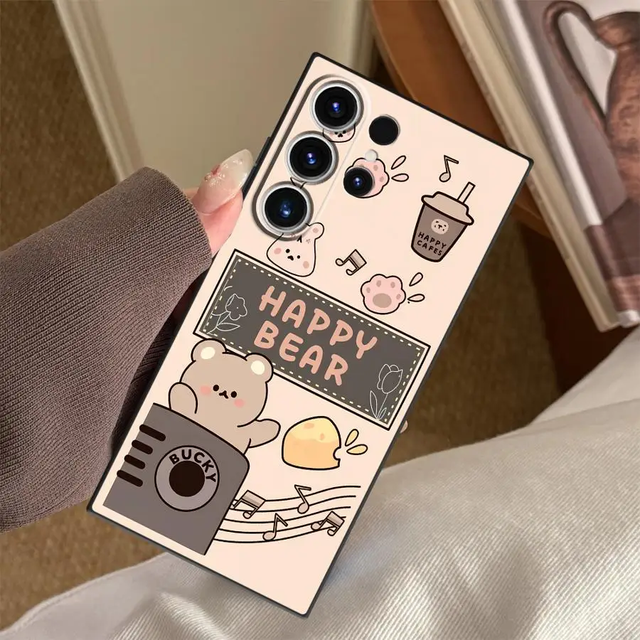Cartoon Bear Funda Phone Cover Case for Samsung Galaxy S26 Ultra S23 Note 20 8 9 10 S25 Plus S21 FE S24 S10 S9 S20 Ultra