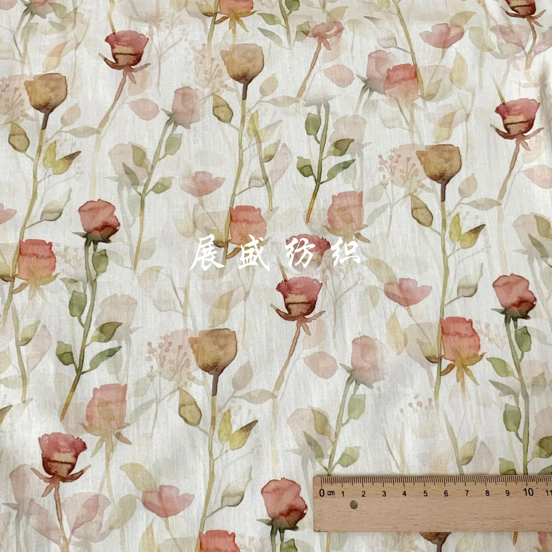 145x50cm Frühling und Sommer Neuer Baumwollstoff mit Digitaldruck, Abgestorbene Blätter, Rosen, DIY Bluse, Hemd, Schlafanzug Nähstoff – Detail 6