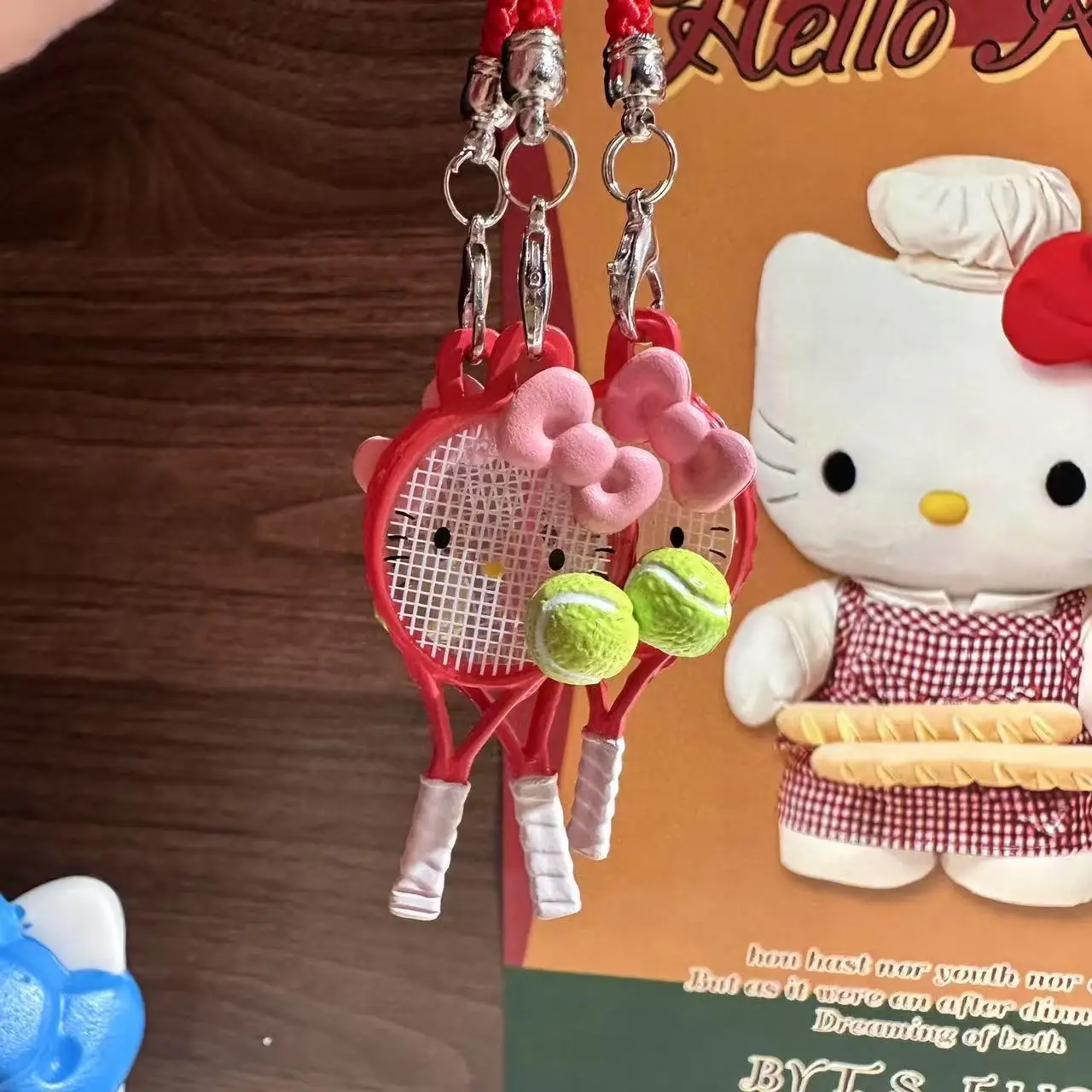 

Cute Mobile Phone Rope Tennis Racket Kitty Sports Series Hello Kitty Mobile Phone Rope Bag Pendant Accessories Toy Gifts