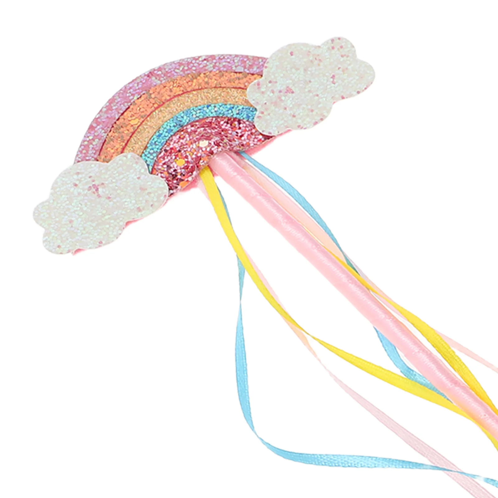 プリンセスレインボーワンド、鮮やかなストリーマー付き、キラキラ輝く妖精のドレスアップアクセサリー、子供の仮装パーティーや想像力豊かな遊びに