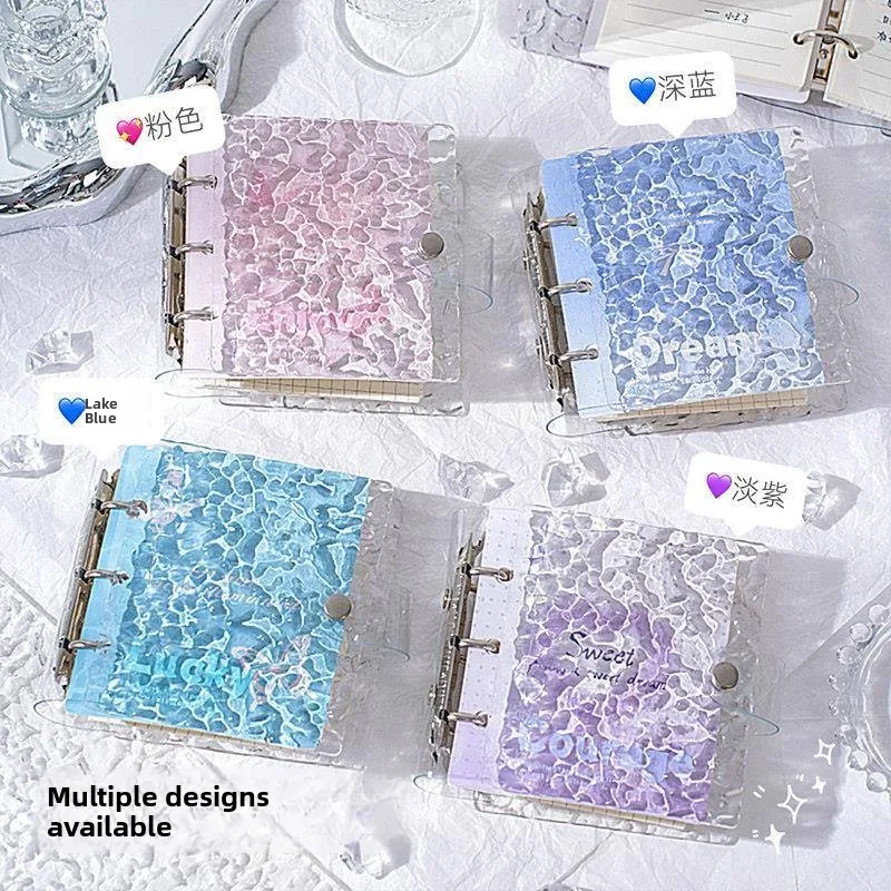 Portable Ins Style Scrapbooking Notebook High Aesthetic Detachable Ring Binder Small Size Student Female Version Wave Pattern...