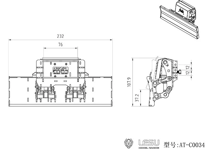 1/14 Modell eines Baumaschinen-Radbaggeres, LESU, aufgerüstet mit einer selbst zusammengebauten, vollständig aus Metall gefertigten Frontschaufel, RD-A0006. – Detail 2