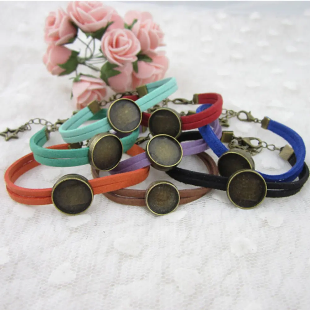 

10Pcs Vintage Bracelet Set Alloy PU Comfortable Fashion Creative Bangle with Chain Extension for DIY Jewelry Making