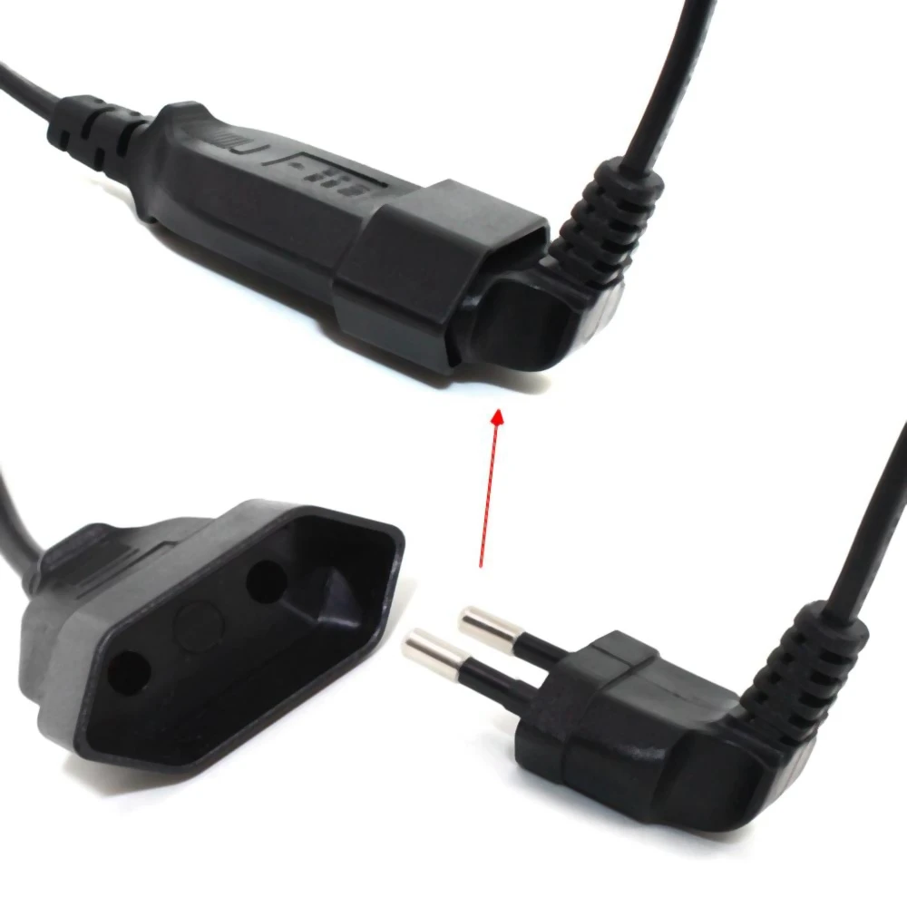 Europea 90 Degree Male Plug to Female Socket Power Extension Cable for PC Computer