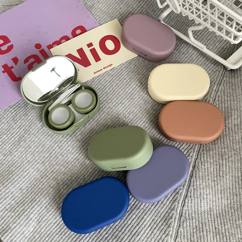 

Ins Frosted Contact Lens Case Contact Lens Companion Box Beauty Eye Box Portable Travel Contact Lens Box with Mirror Tweezers