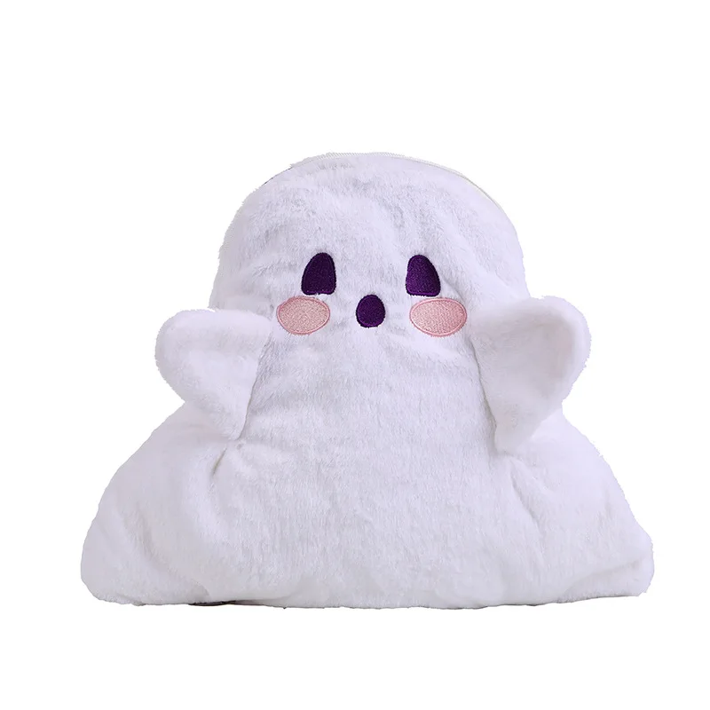 Cute Ghost Plush Backpack Kawaii Fluffy Crossbody Bag Cartoon Women Large Capacity Fashion Shoulder Bag Girl Casual Purse