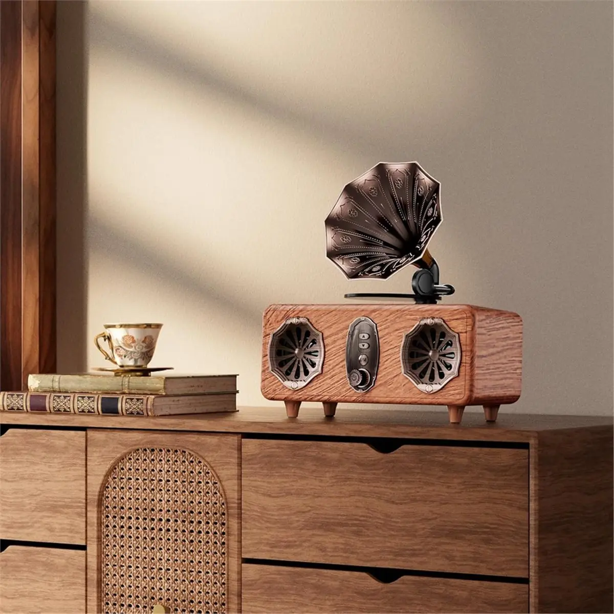 

(ABGQ) Ретро Bluetooth-колонка с FM-радио, винтажная беспроводная колонка с усиленными басами, поддержка USB/TF/AUX, для дома, офиса, комнаты, спальни