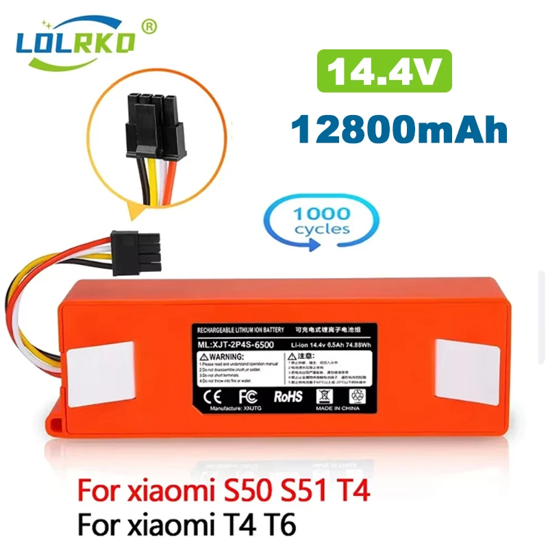 14.4V 6500mAh Original Replacement Battery For Xiaomi Roborock S6 S7 MaxV Q5 Q7 MAX Robot Vacuum Cleaner Accessories Parts