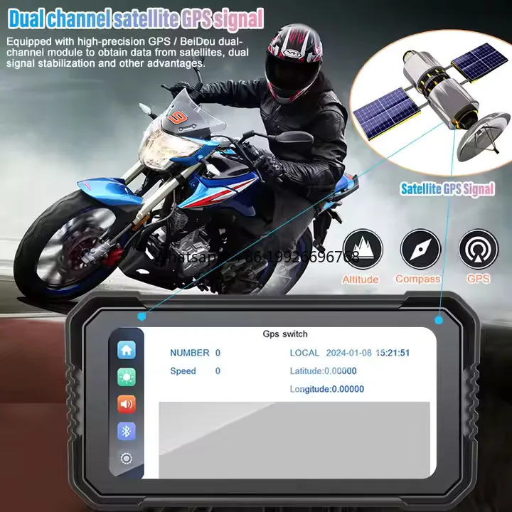 

6.86" Waterproof GPS/Beidou Motorcycle Dashcam with CarPlay & Android Auto, Dual - Lens, BT Connection manufacturer