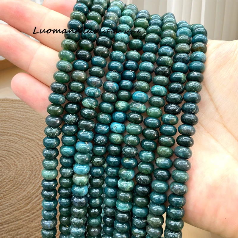 Naturstein 5x8mm Rondelle Grüner Moos Achat Lose Spacer Perlen für Schmuckherstellung Diy Ohrringe Armbänder Charms Zubehör