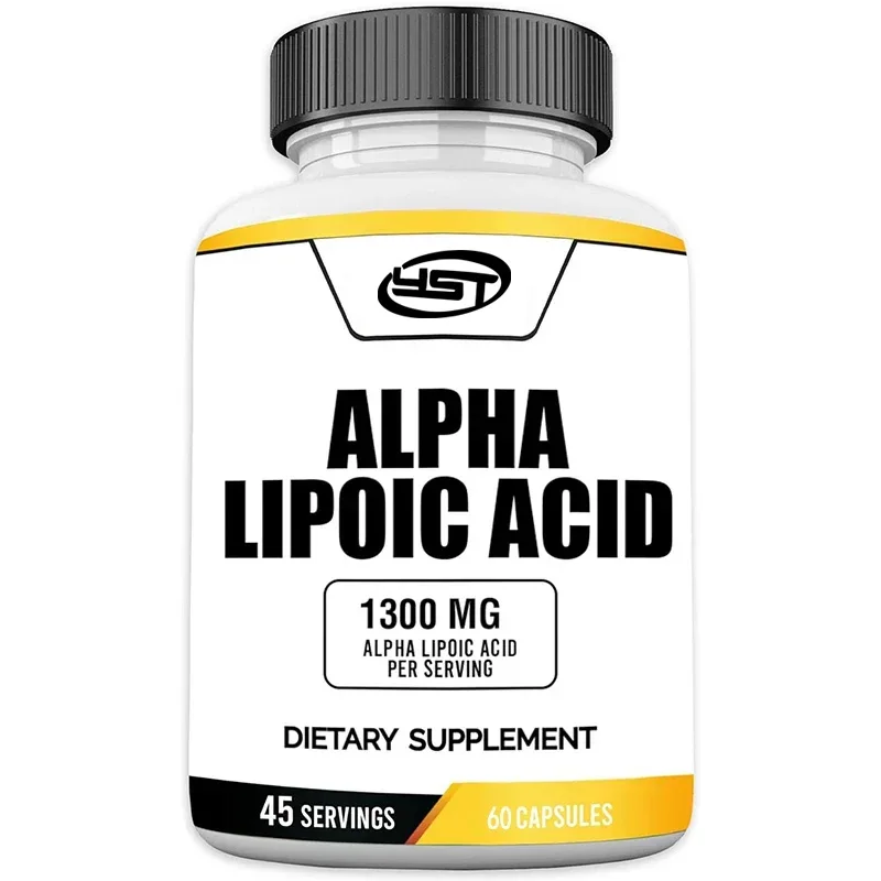 Alpha lipoic acid, 1300 milligrams per serving, vegan, gluten free, non GMO, 60 capsules