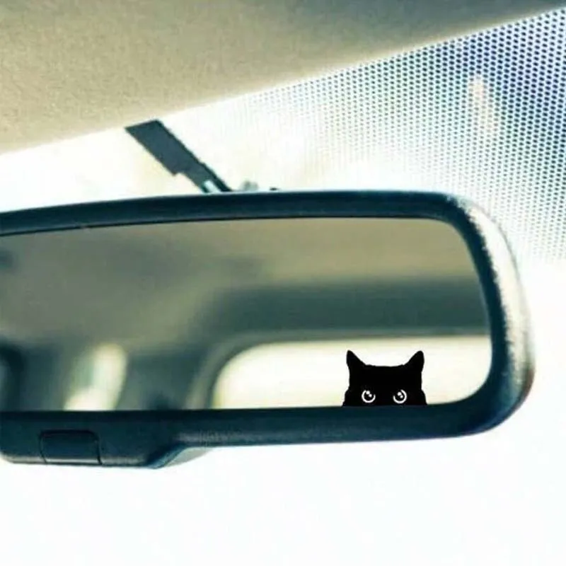 Aufkleber mit spähendem Katzenmotiv, Autoaufkleber, Aufkleber mit spähendem schwarzem Katzenmotiv, Blanko-Knopf, Vinyl-Aufkleber, Autoaufkleber, Vinyl-Aufkleber, Pop-up-Aufkleber