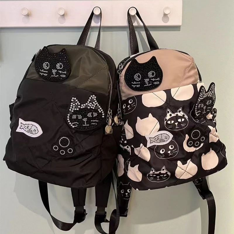 Japanese Cartoon Kawaii Cute Cat Backpack Contrast Color Sweet Y2k Aesthetic Girls Schoolbags Harajuku Vintage Fashion Backpacks