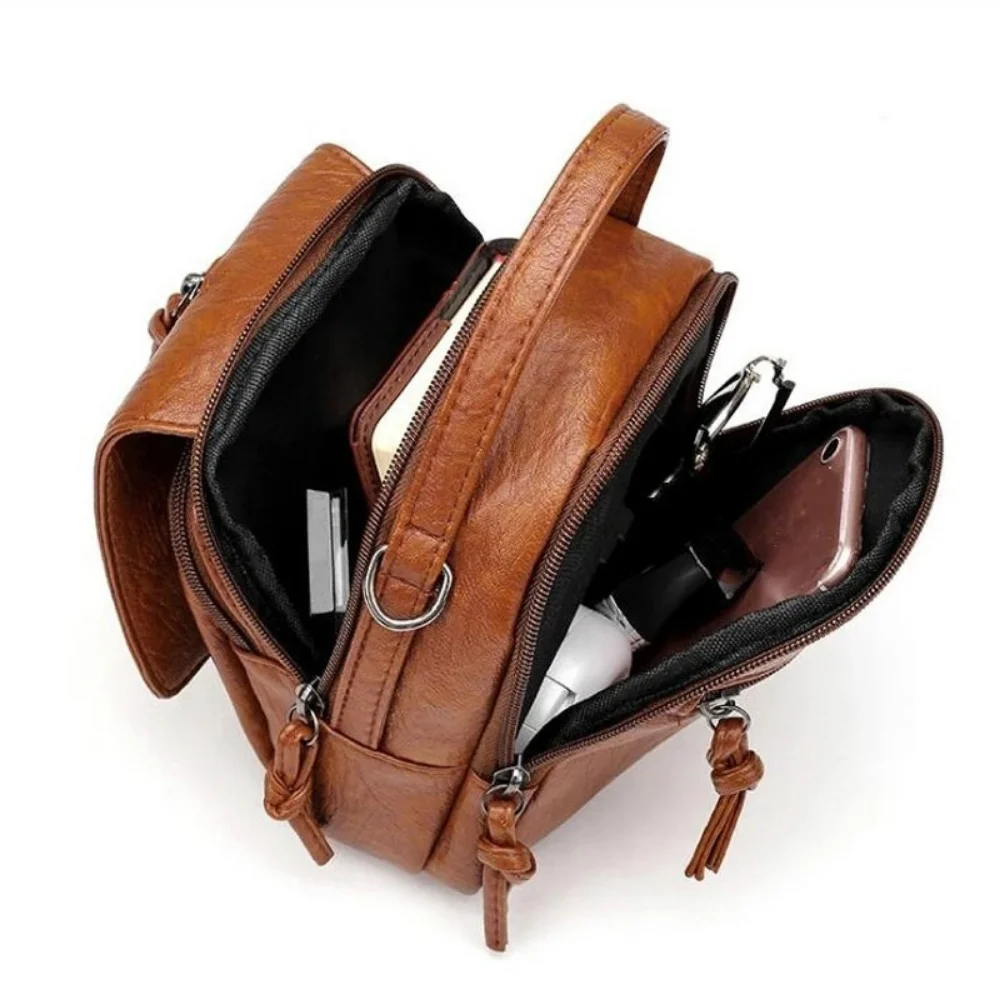 Concise Design New Multi Functional Soft PU Leather Small Shoulder Bag For Women Vintage Crossbody Cash Purse Cell Phone Bags