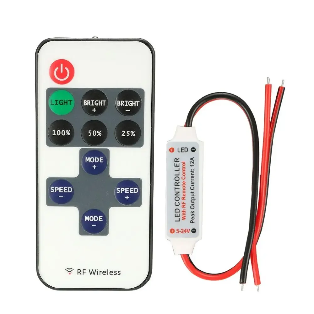 LED Strip Controller Mini Dimmer RF Remote DC 5V 12V 24V 11key Controller For LED 5050 2835 Strip Single Color Light