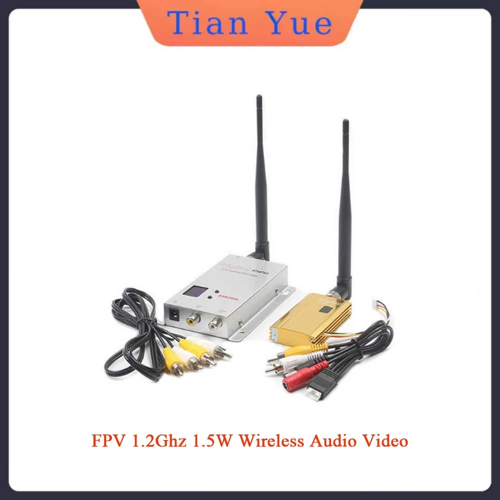 

FPV беспроводной аудио-видео передатчик приемник 1,2 ГГц 1,5 Вт 1500 мВт цифровой дисплей 8-канальный передатчик 12-канальный приемник для дрона DC 12 В