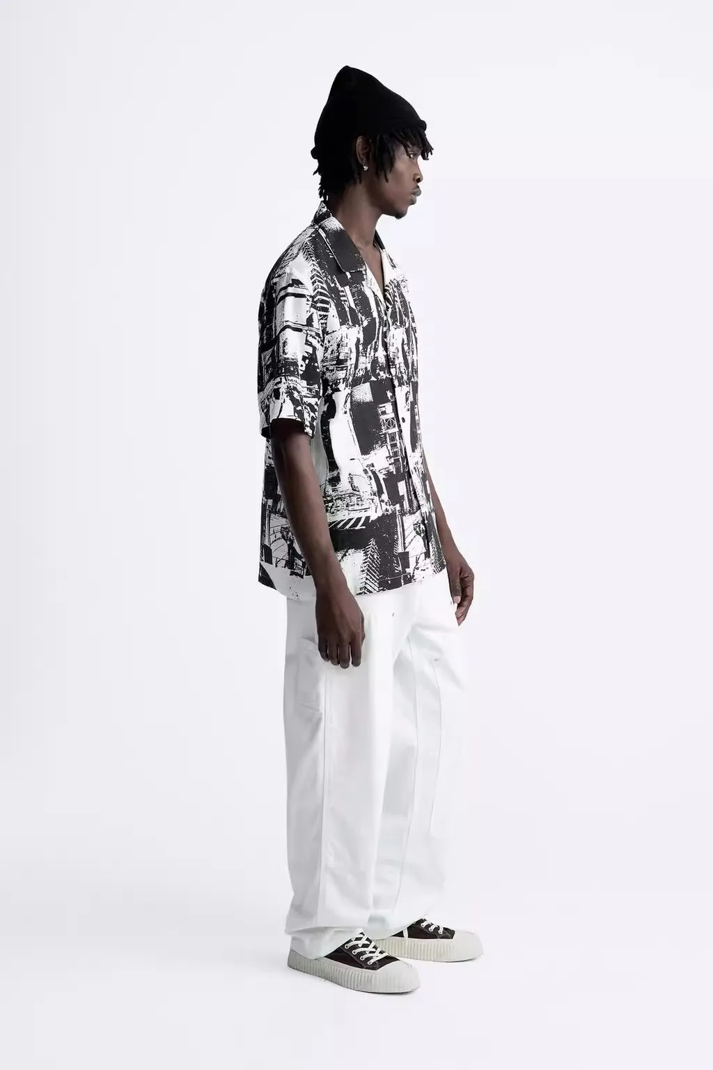 Estate 2024 uomo vestibilità ampia stampato casual ort Sve irt Haome Trendy 0399248 800 motivo geometrico gioventù Faion