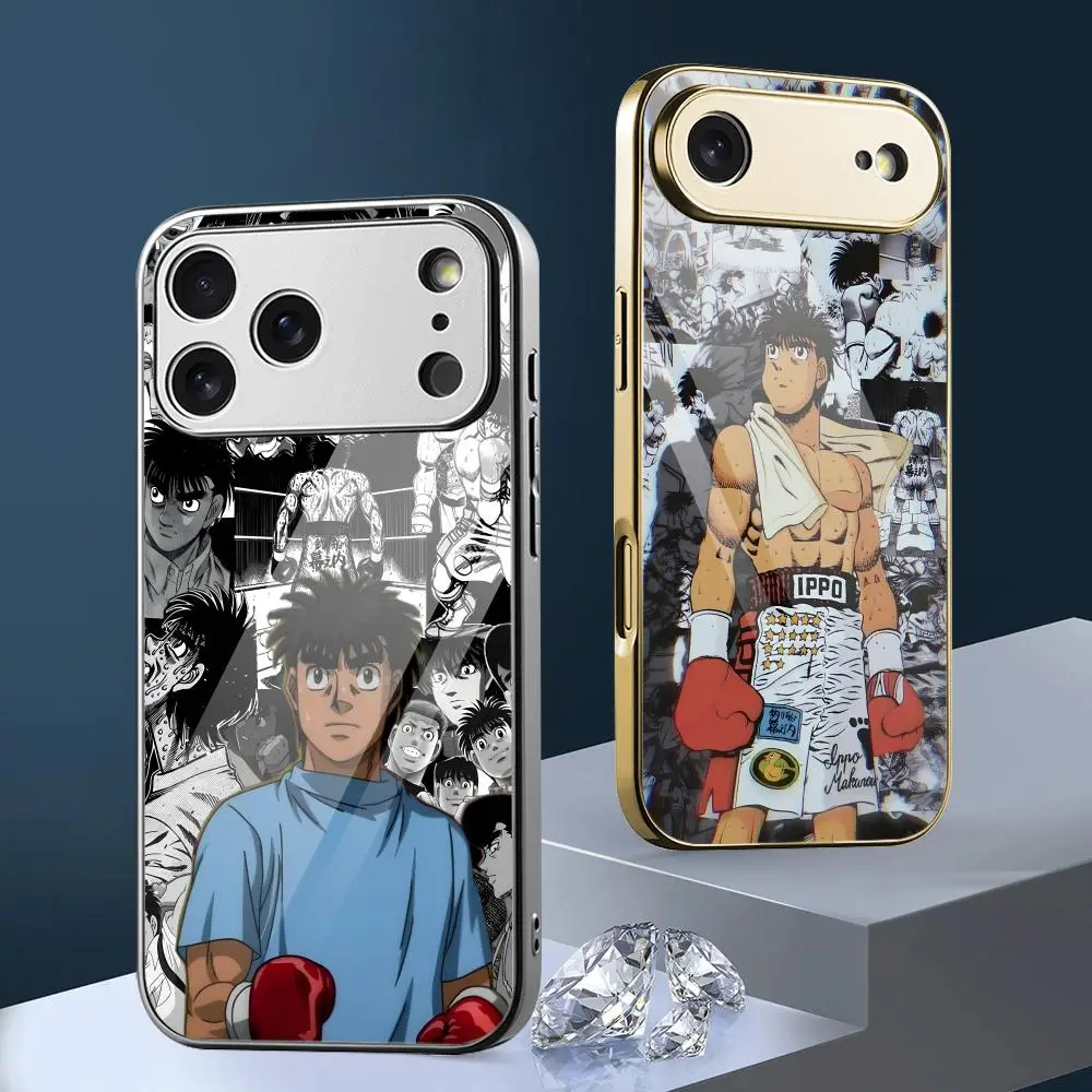 Coque de téléphone F-Fighting Spirit Anime pour iPhone 17 16 15 14 13 12 Pro Max Plus, pare-chocs en métal électroplaqué antichoc