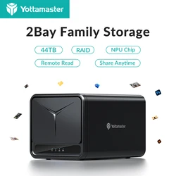Yottamaster RAID Dual Bay Network Attached Storage Support Remote Access,Intelligent Classification,Auto Backup,Share Data,44TB