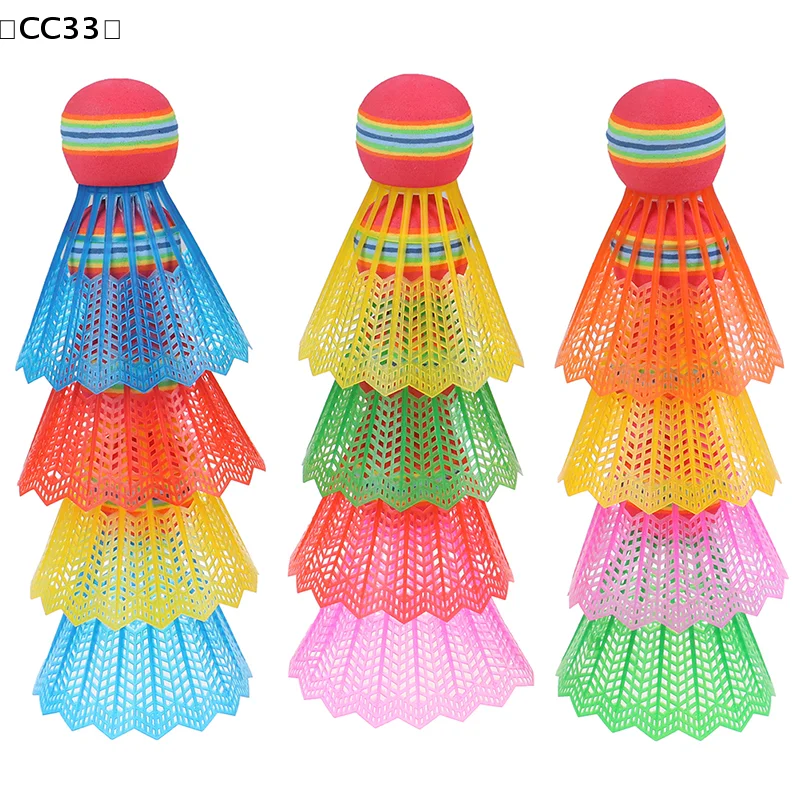 

12 шт. Нейлоновые перья для бадминтона с головкой из ЭВА, цвета радуги, для спортивных игр [CC33]