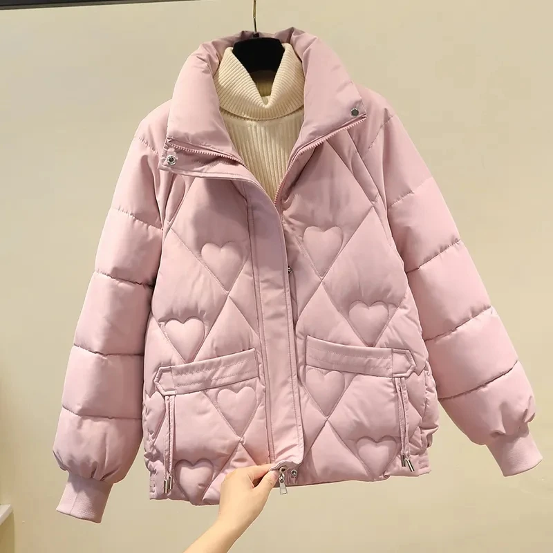 Women\'s Fashion Winter Down Cotton Jacket Short Parkas Cotton-Padded Clothes Female Korean Style Loose Overcoat Ladies Tops Coat