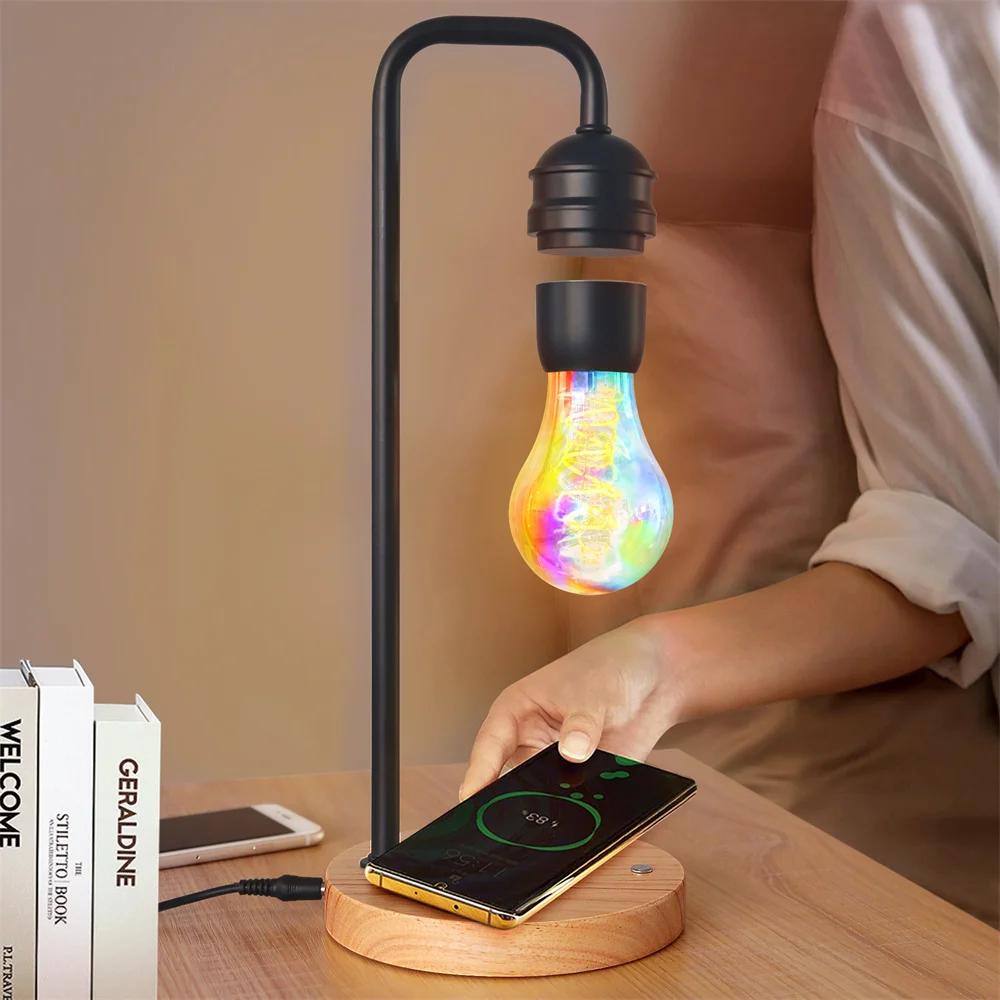 Creativity Floating LED Bulb Magnetic Levitation Lamp Wireless Charging for Room Office Decor Best Gadget for Gift Night Lamp