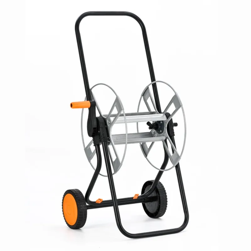 Metal Wall Mounted Auto Rewind Hose Reel Cart, Simple Large Capacity Hose Storage Rack for Garden Watering & Car Washing