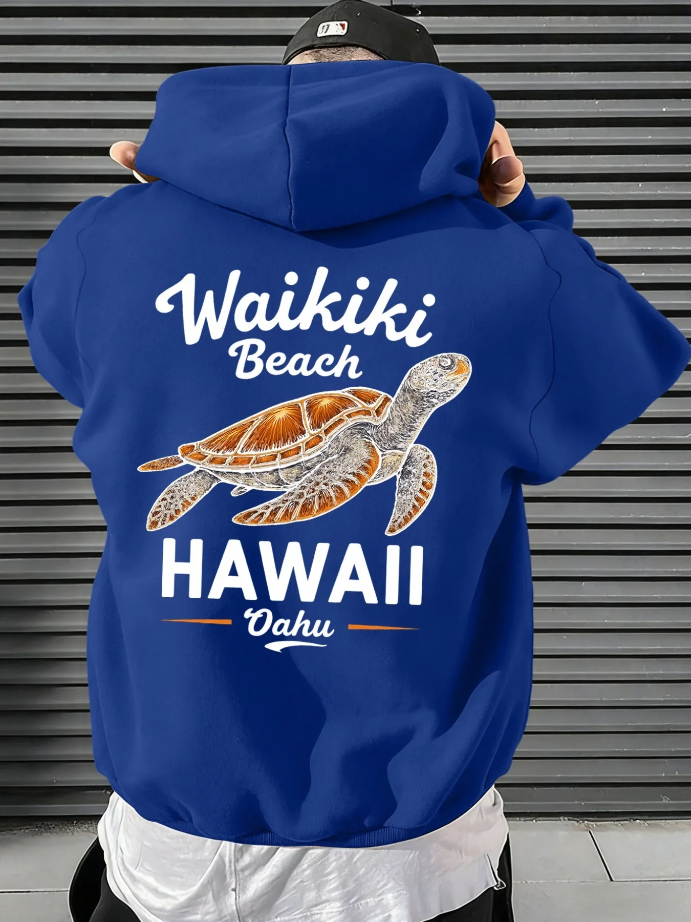 Unisex Hoodie Waikiki Beach Hawaii Sea Turtle Graphic Sweatshirt Vintage Oahu Island Back Print Hoodie
