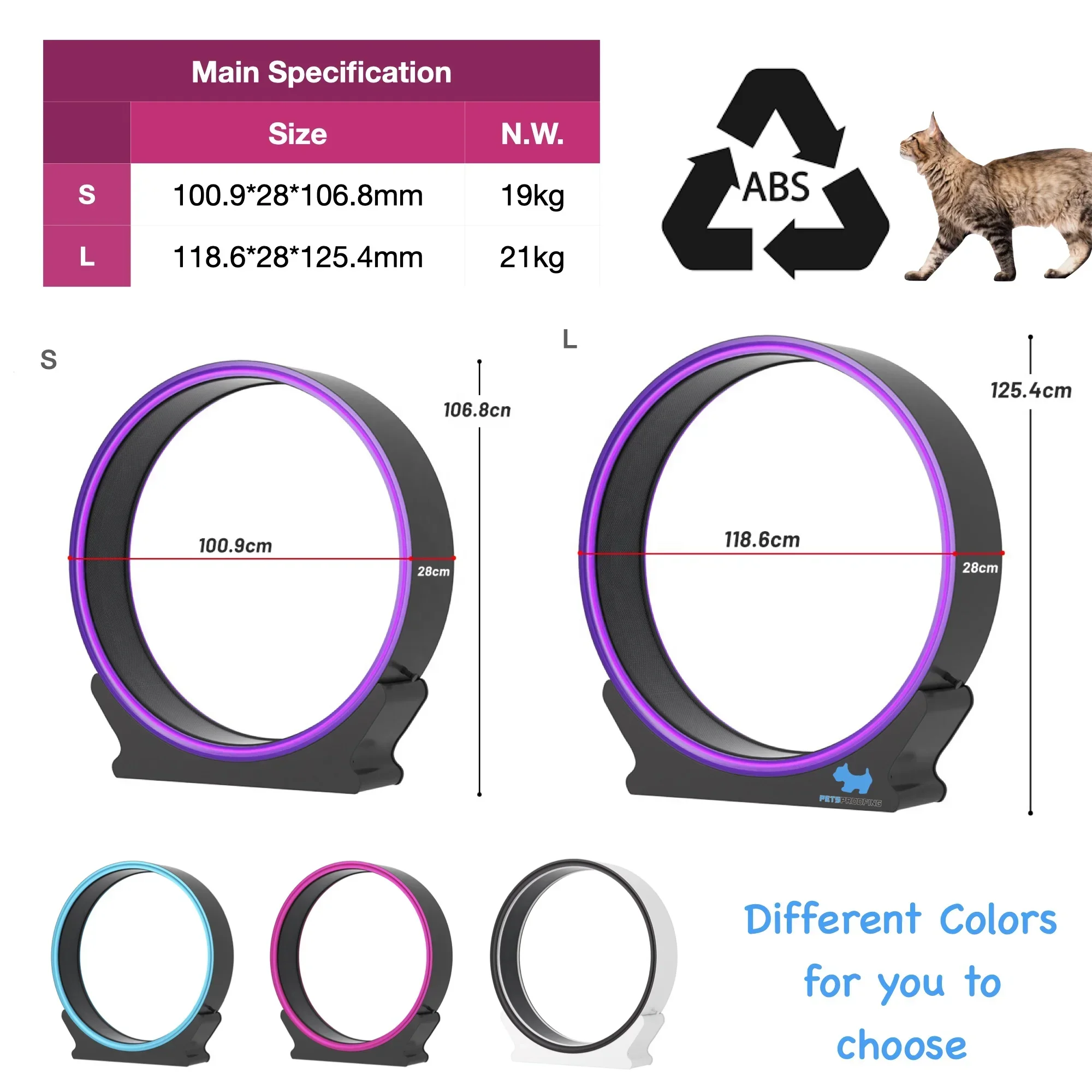 2025/Petsproofing ABS Interactive -depression Pet Tread Exercise Running Wheel loader Cat Dog Fun Treadmill for cats