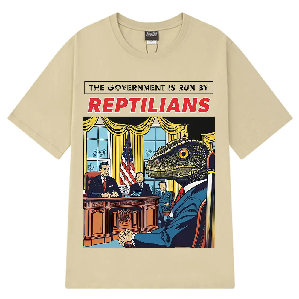 الحكومة تشغيل الزواحف مضحك تي شيرت تقليدي الرجال النساء Harajuku المتضخم تي شيرت قصيرة الأكمام القطن تي شيرت غير رسمي #6
