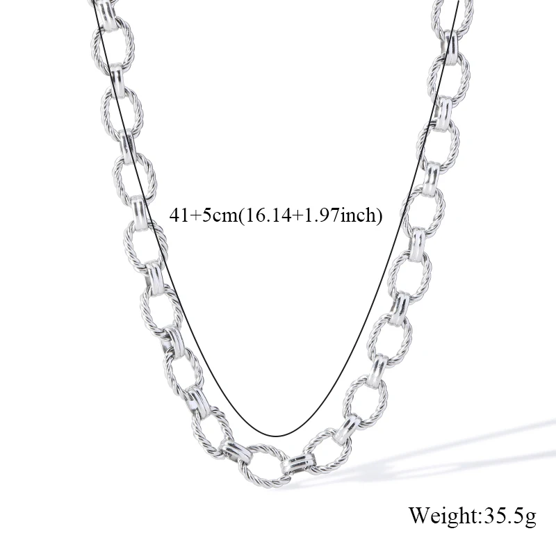 EILIECK 316L Edelstahl Metall Goldfarben Ovale Gliederkette Halskette Armband Set für Damen Mode Punk Wasserdichter Schmuck – Detail 8