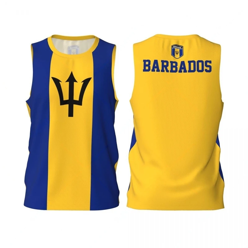 Barbados Flag Basketball Jersey Fashion Casual 3D National Emblem Printed Sports T Shirt Loose Quick Dry Breathable Tees Tops