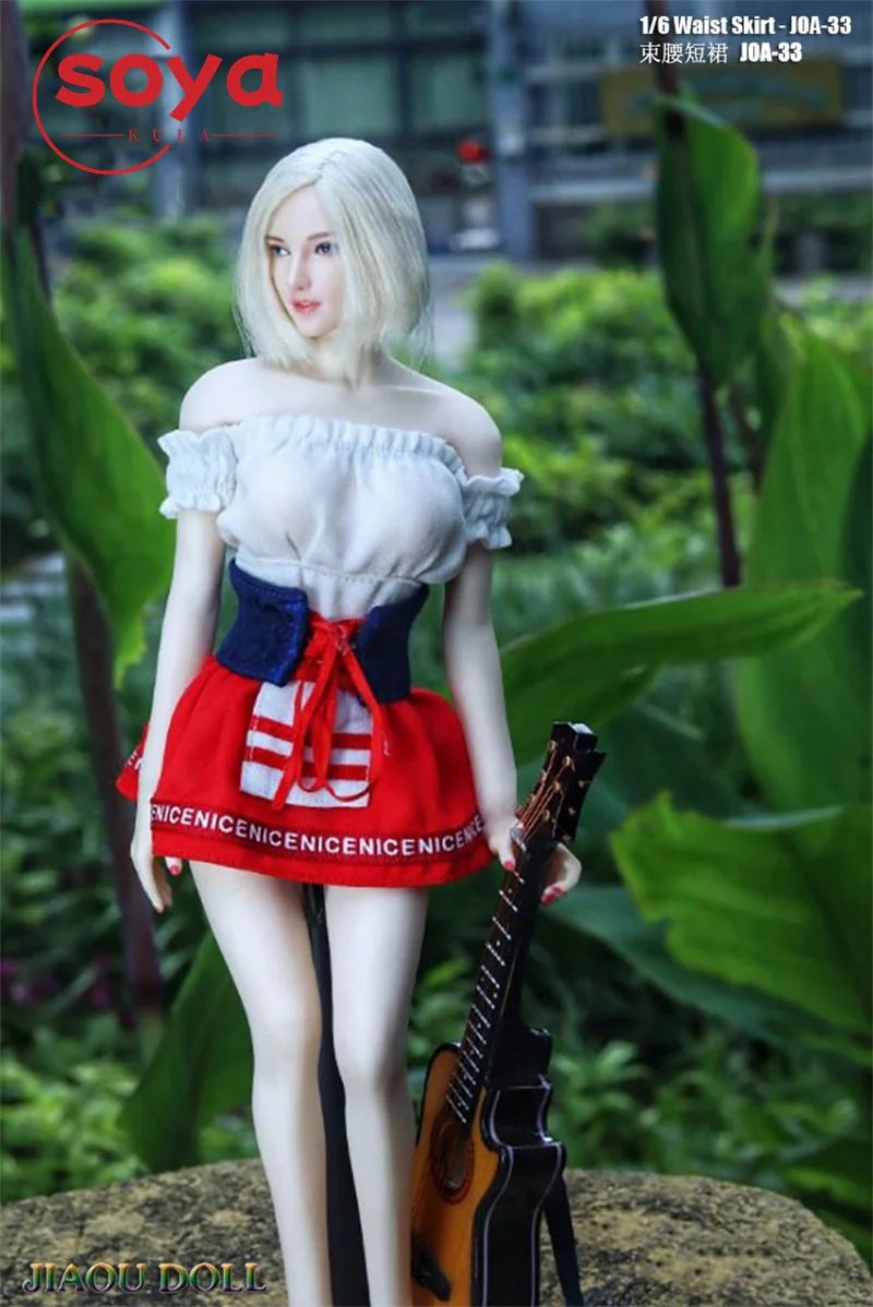 JOA-33 1/6 Soldatin Sexy Slim Off Shoulder Tube Top Taille Rock Modell fit 12 Zoll Bewegliche Action-figuren Körper Puppen Spielzeug