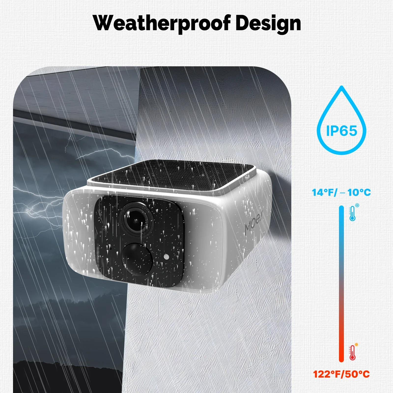 ​​MOES Smart Solar Security Camera, WiFi 2.4/5GHz Dual Band, IP65 Waterproof, APP/Alexa/Google Home Monitoring, Tuya